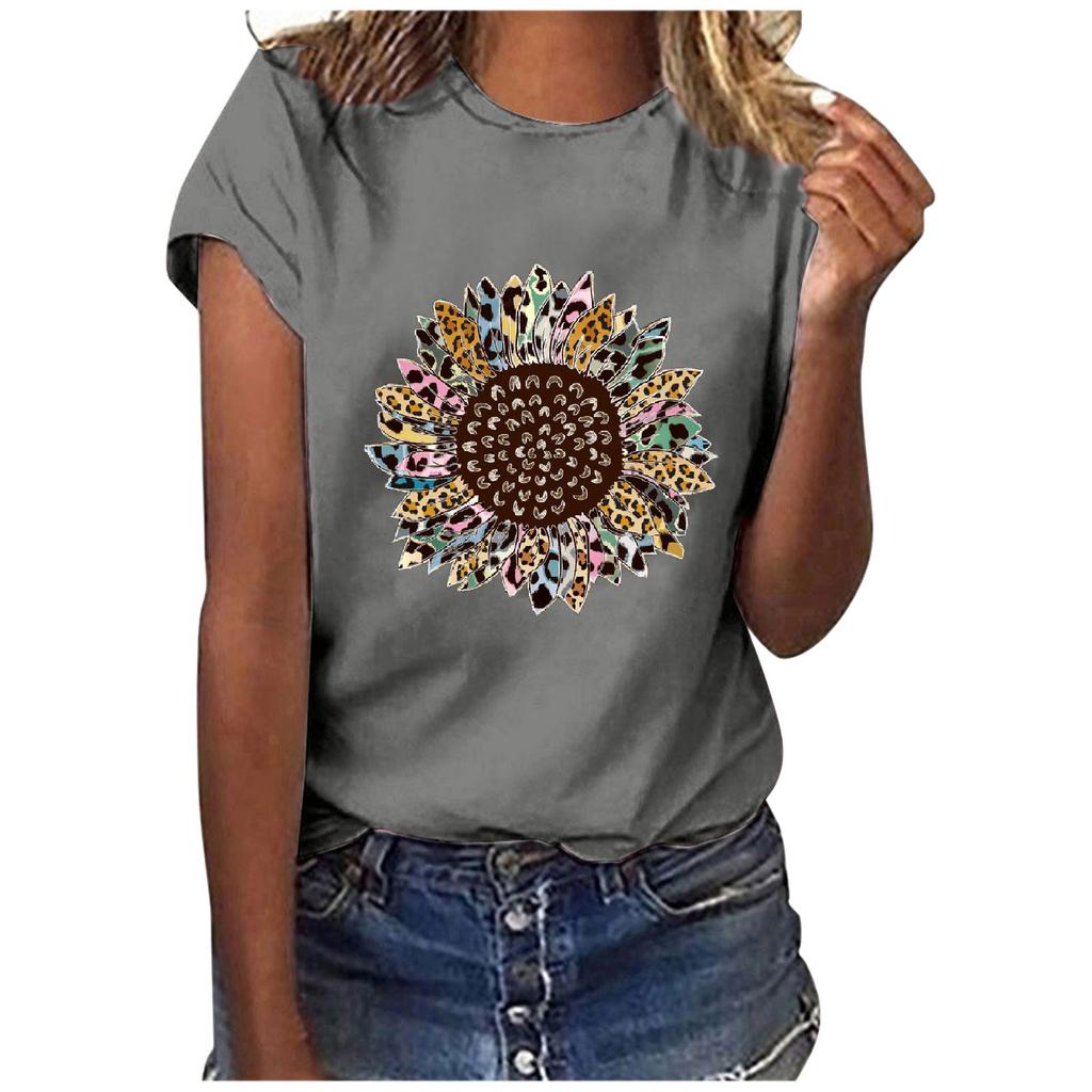 Women Casual Letter Printing Short Sleeves  Loose T-Shirt Blouse Tops