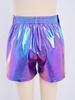 Children‘s Hip Hop Dance Shorts Metallic Finish Elastic Waistband Tear Away Side Buttons with Pockets for Stage Recital
