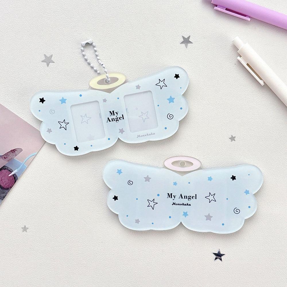 Cute Angel Wings Card Sleeve Pendant Clear DIY Design Card Cover Bag Pendant Photocard Holder