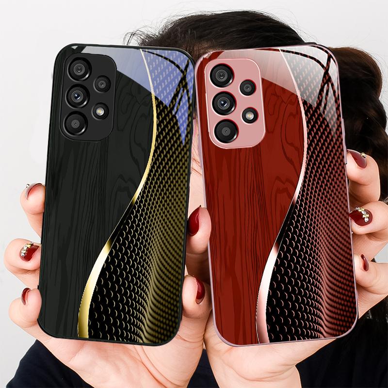 Wood grain mesh black For Samsung S8 S9 S10 20 U ltra S21 Pro S22 Plus S23 FE S24 Ultra 22 S25 Edge S25Ultra Glass Phone Case