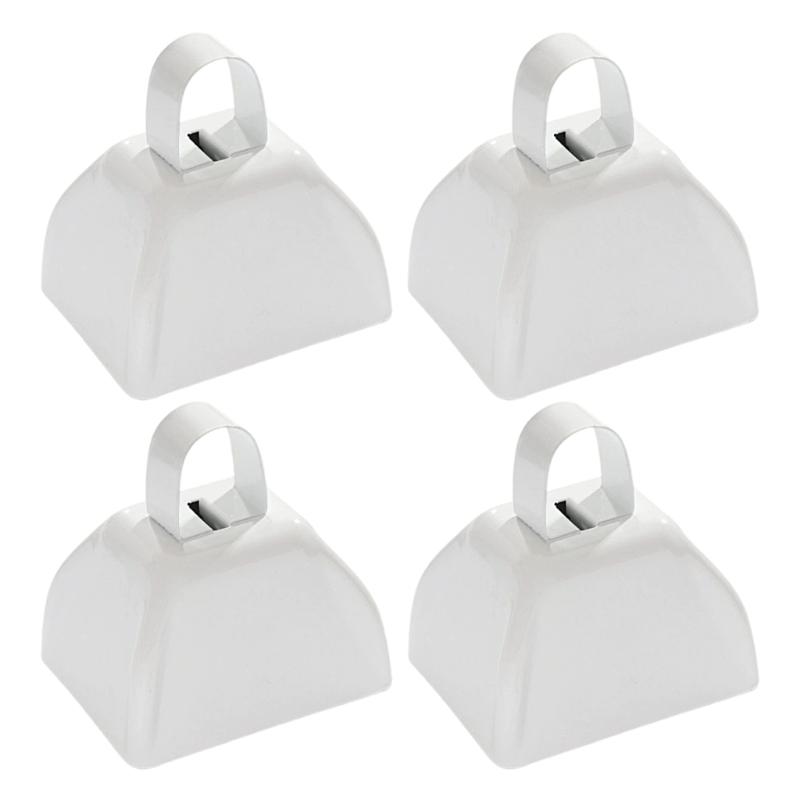 

Pack of 4 Compacts Light Weight Cowbell Professional Design Easy to Carry for Game Concerts Outdoor Activities Use белый