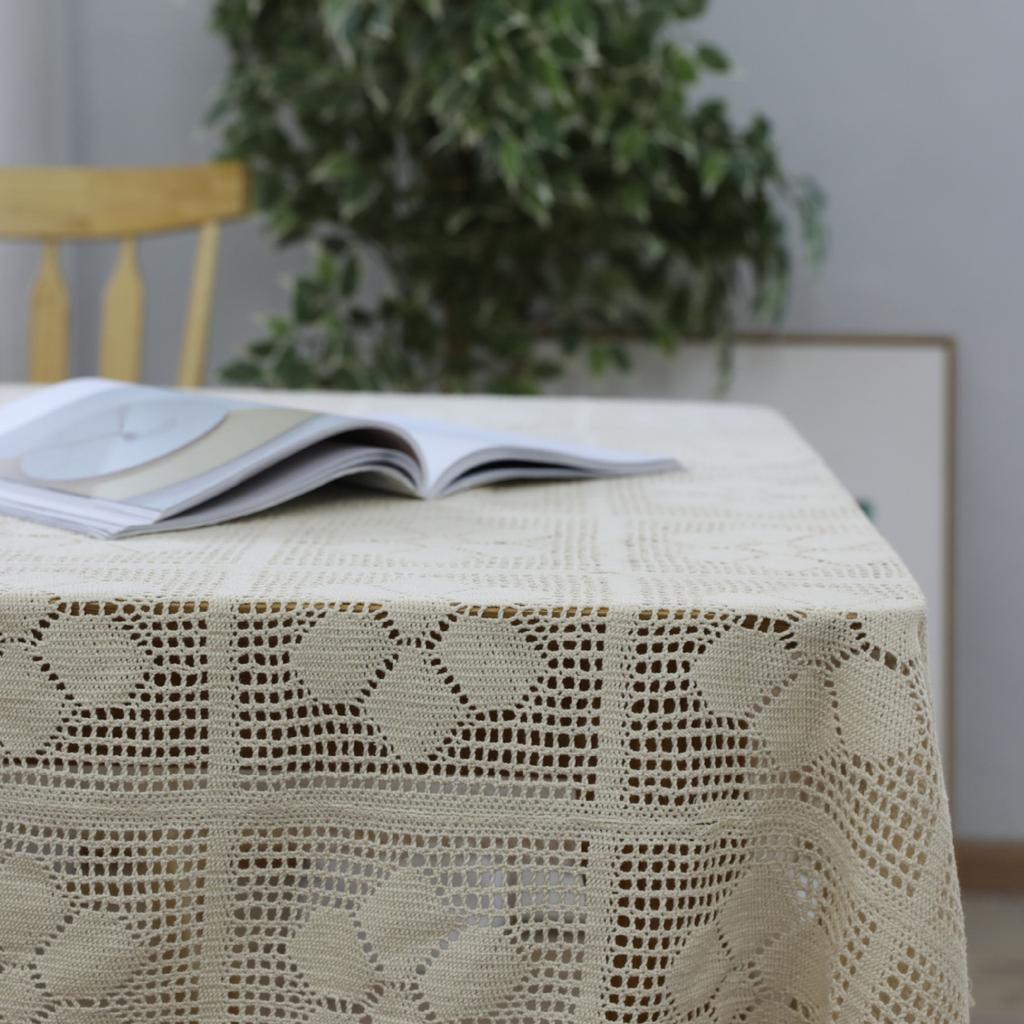 Bohemian Chic Crochet Lace Tablecloth - Hollow Out Design, Perfect for Dining & Parties, Rectangular, Boho Home Decor, Banquet, Western Food