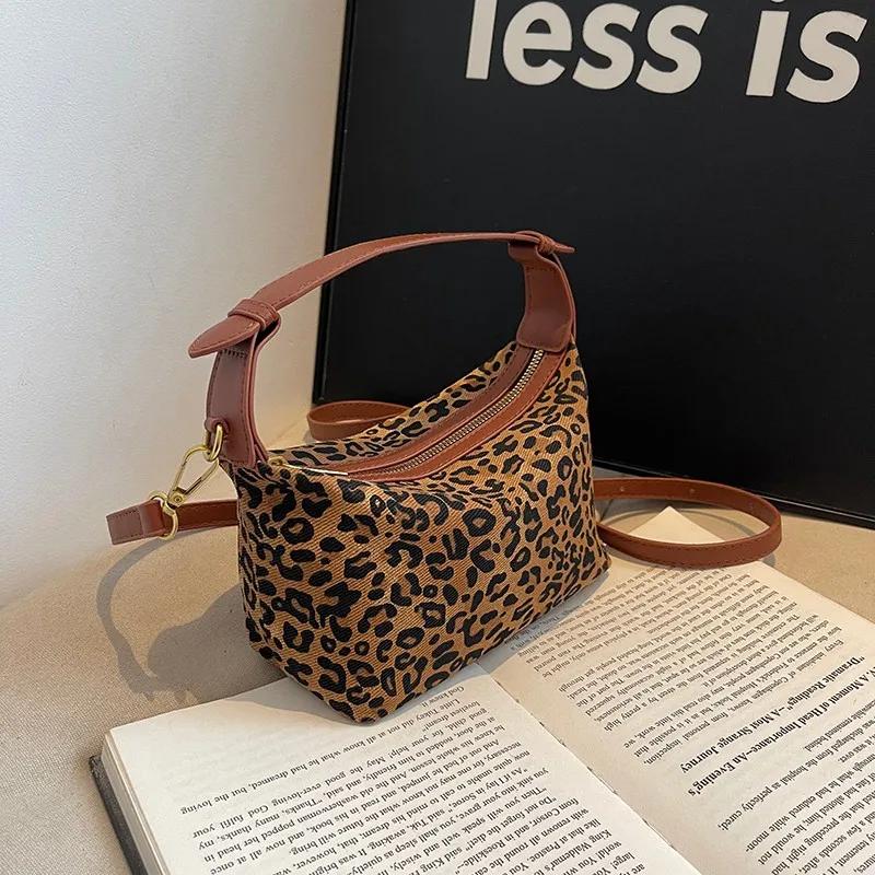 Exquisite Leopard Print Shoulder Compact Simple Faux Suede Versatile Hot Girl Style Bags for Women Fashion