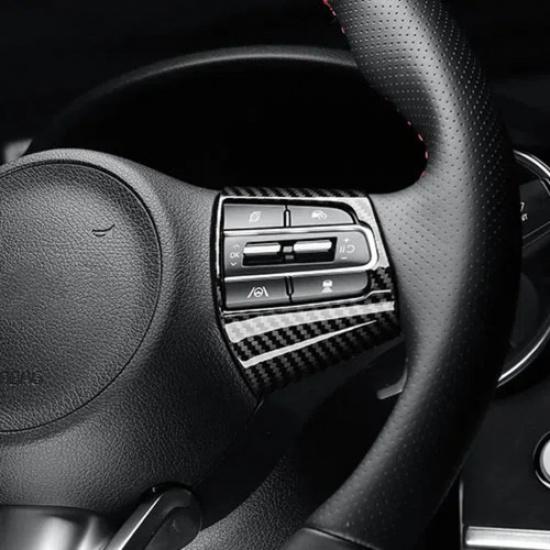 Carbon Fiber ABS Inner Steering Wheel Frame Cover Trim For Kia Stinger 2018-