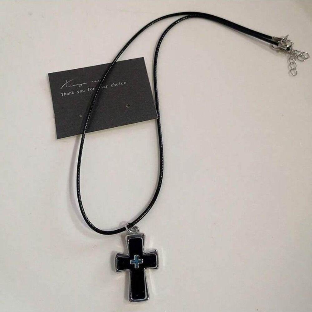 Street Vintage 90s Y2K Necklace Zinc Zinc Zinc Alloy Cross Pendant Halloween Punk Rock Necklace Men Women