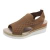 Summer Fly-Woven Muffin Sandals Thick-Soled Breathable Large-Size Wedge Heel Sandals Women
