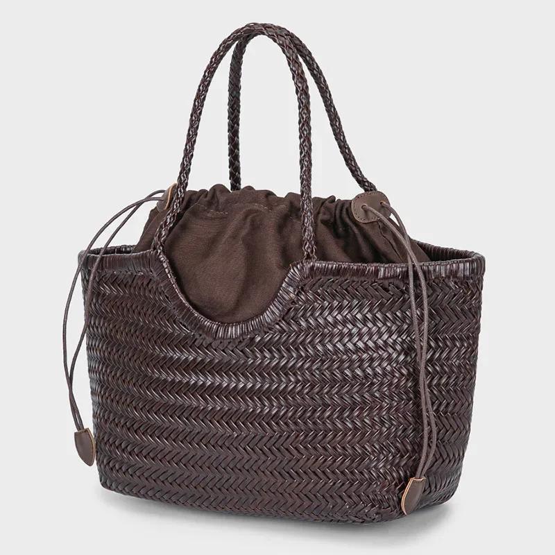 Sacs à main pour femme Sac à bandoulière en cuir véritable tissé Sac de shopping décontracté Grand sac fourre-tout vintage Sacs à main bandoulière en cuir de vache