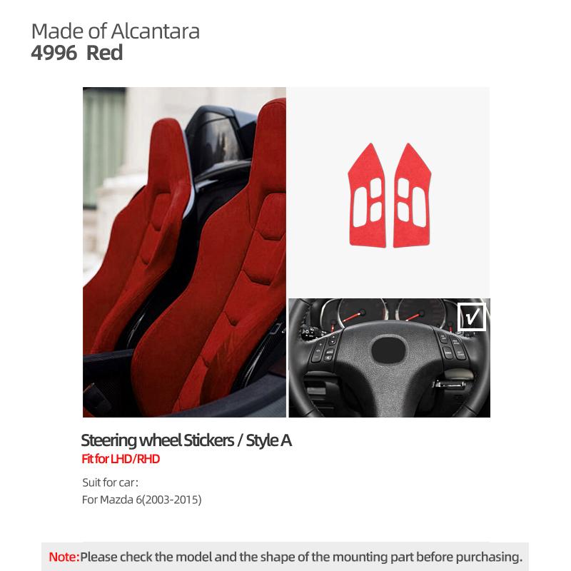 Betterhumz For Mazda 6 2003-2015 Made of Alcantara Auto Steering Wheel Panel Button Trim Sticker Tuning Car Interior Accessories