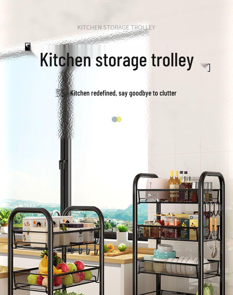 Multi-Layer Movable Kitchen Rack: Floor-Standing Storage Cart for Fruits & Vegetables