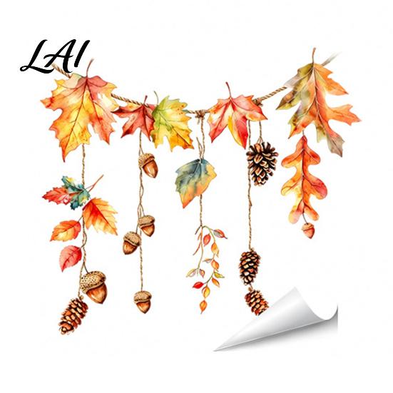 Autumn Window Clings Maple Leaf Pinecone Scarecrow Pumpkin Static Clings Waterproof PVC Seasonal Party Supplies Glass Stickers Removable Decals for