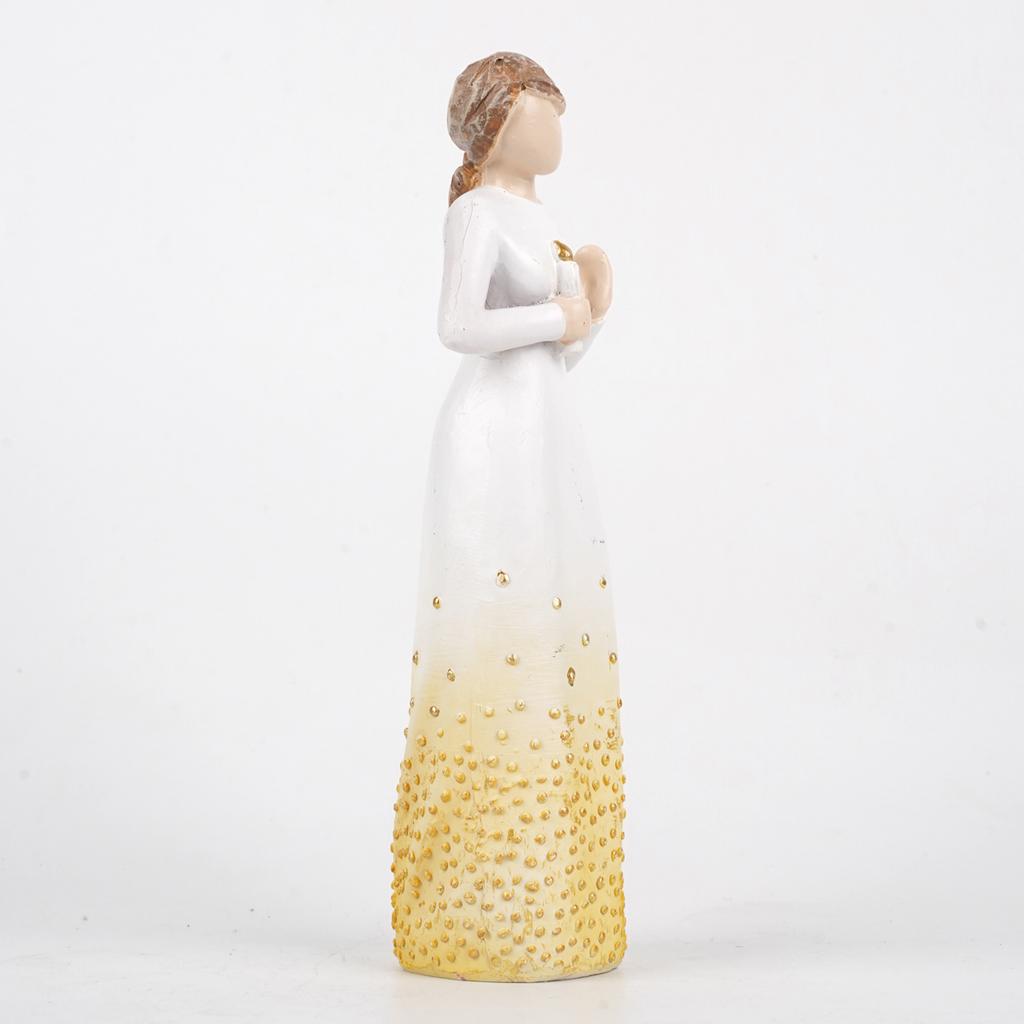 Resin Candle Girl Statue - Hand Drawn Sculpture for Home Desktop Art Decoration Unique Christmas Gift