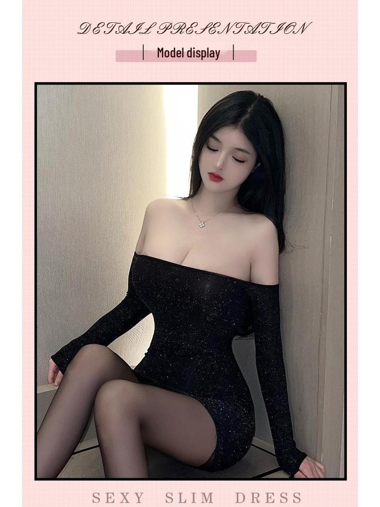 Off-the-Shoulder Nightclub Sexy Lingerie Pajamas for Women