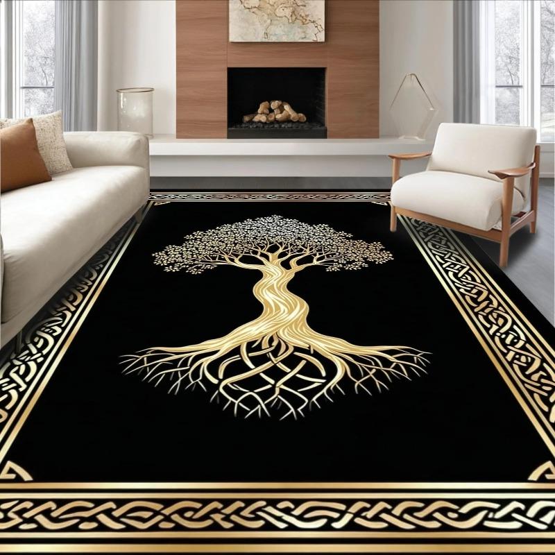 Vintage Floral Living Room with Full Carpet Sofa Coffee Table Floor Mats Bedroom Bedside Blanket Classic Bohemian Style Carpet