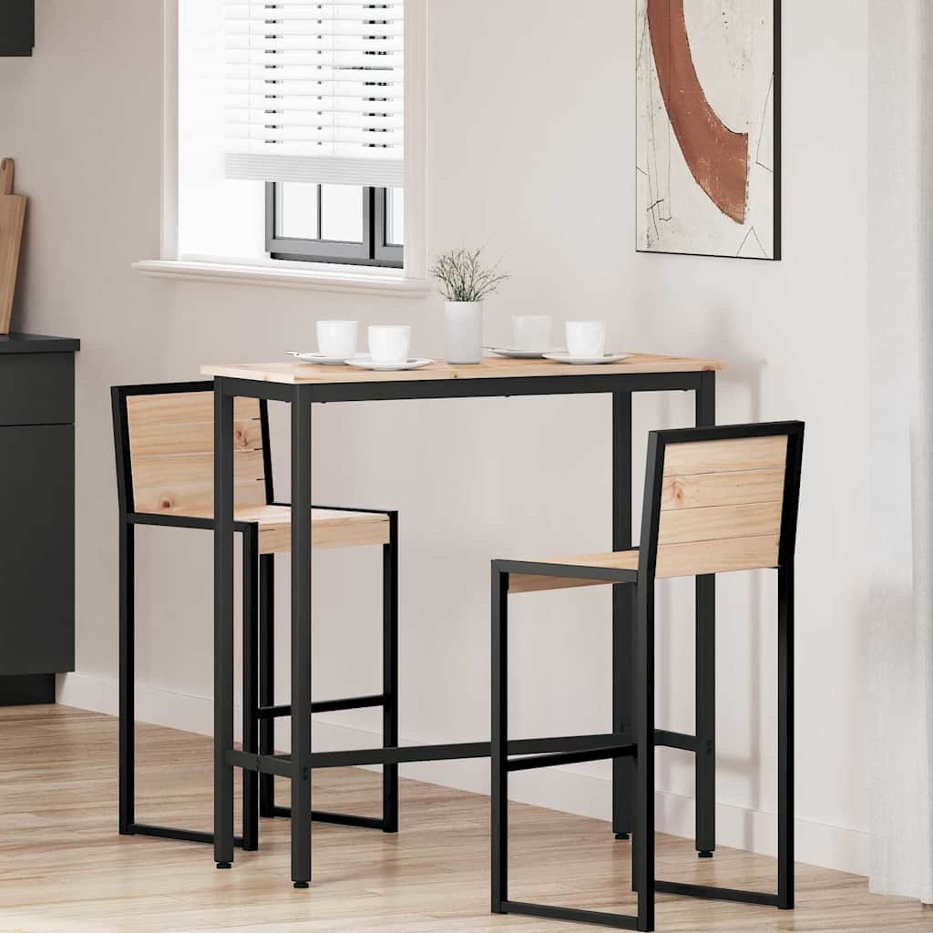 Natural Table 100 x 40 x 101 cm Engineered Wood and Steel