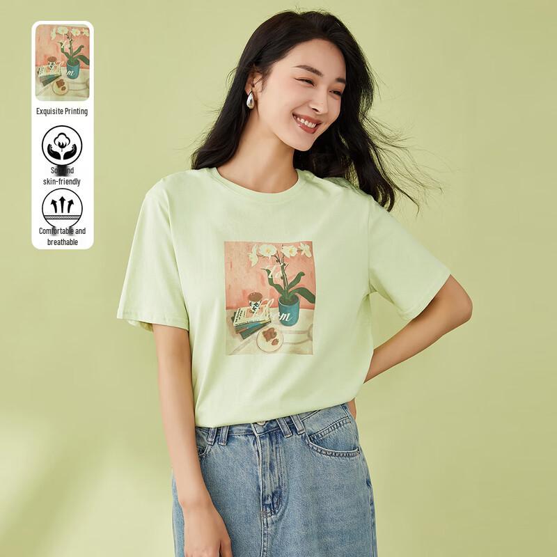 

Women s Floral Print Loose Short Sleeve T-Shirt Free Size