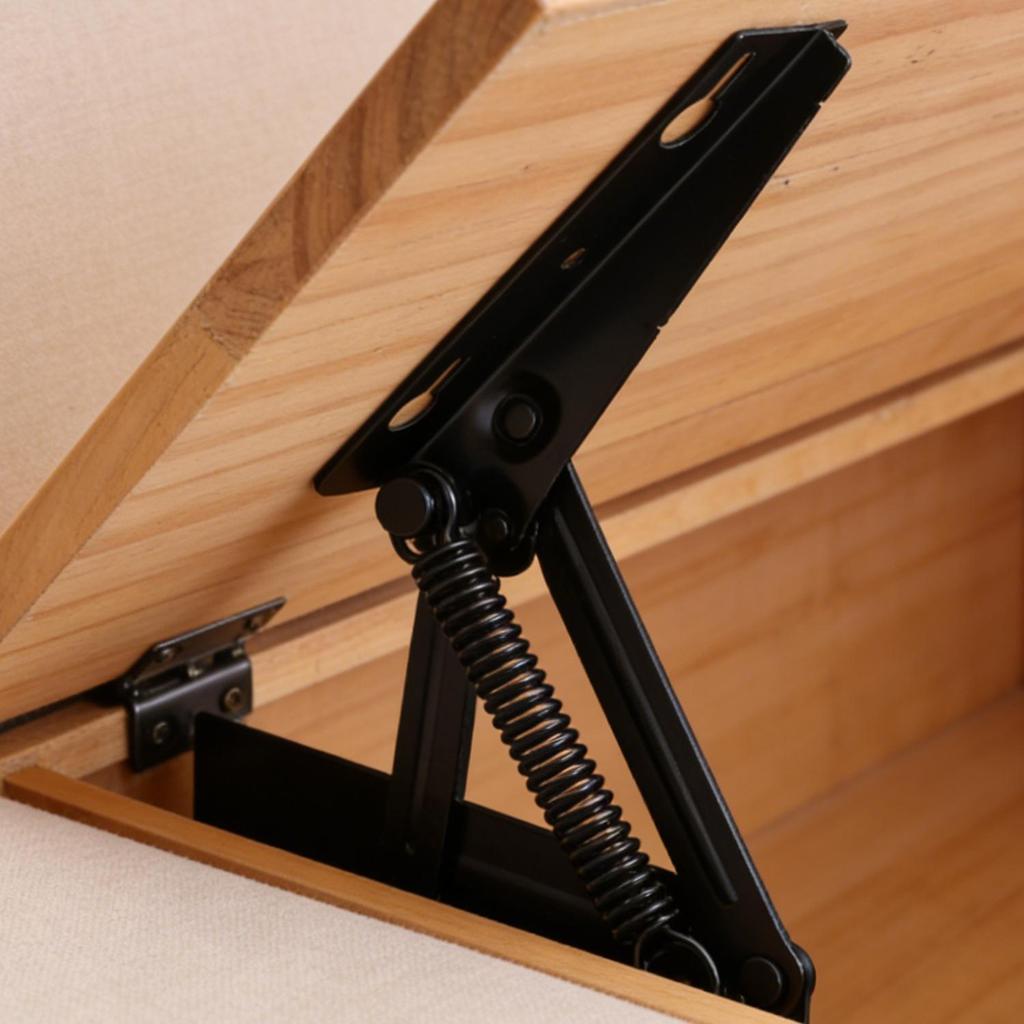Heavy Duty 80° Foldable Bracket with Spring Hinge Cabinet Door Lift Up Stay Flap Sofa Bed Top Support Hinges Workbench Hinge