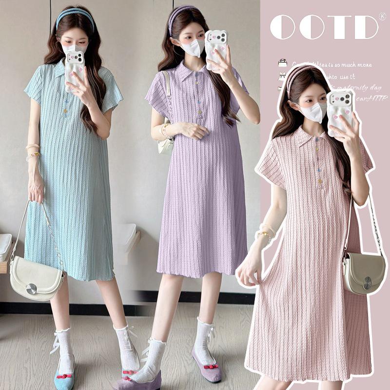2026 Summer Ice-Fee Maternity Polo Dress