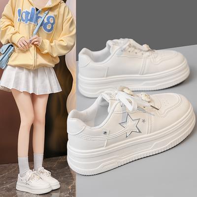 Fashion Fashionable Female Campus Style Sneakers for Girls, Cute, Sweet and Versatile Pink Platform Shoes 2024 New Style