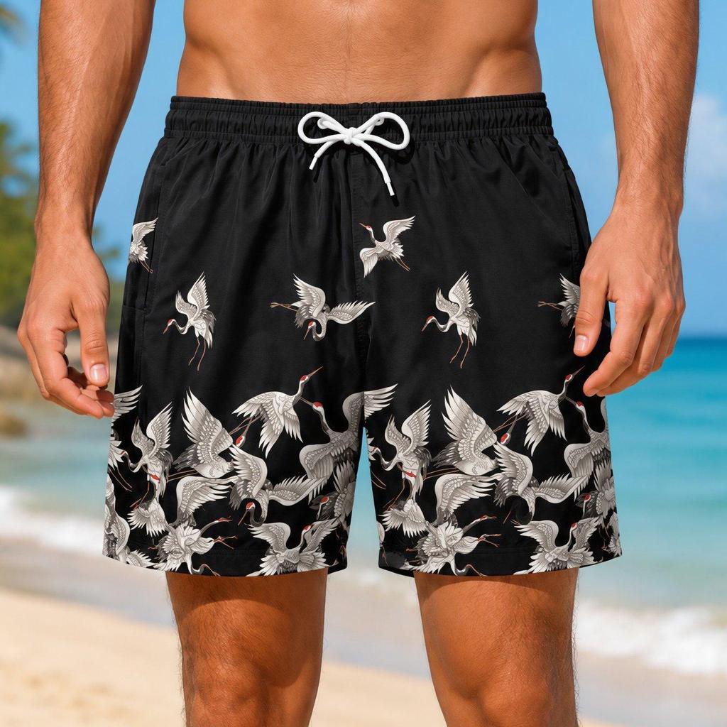 Men's American Flag Quick-Dry Summer & Fall Beach Swim Trunks - Casual Plus Size Shorts