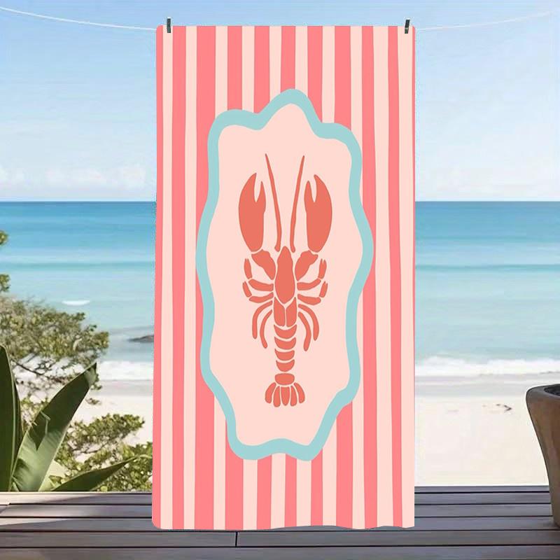 Cute Lobster Print Microfiber Beach Towel Marine Animal Bath Towel Aesthetic Coastal Style Swim Blanket For Beach Travel