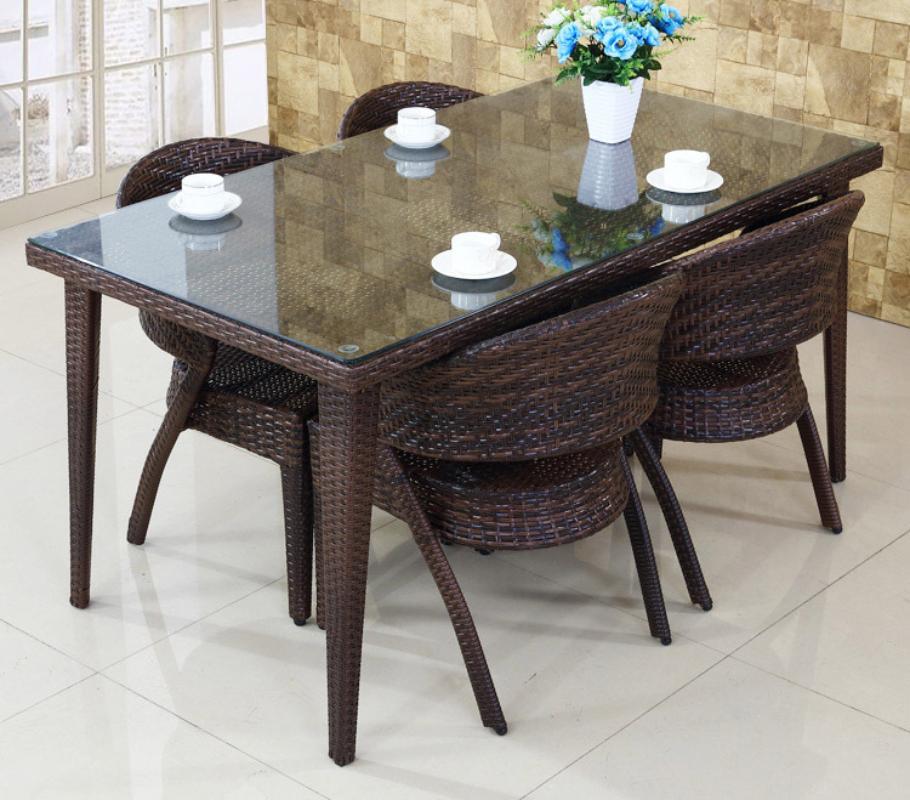 Outdoor-Tisch und -Stuhl Rattantisch und -stuhl Freizeitcafé Balkon Innenhof Tisch und Stuhl Massivholz Rattanstuhl Kaffee