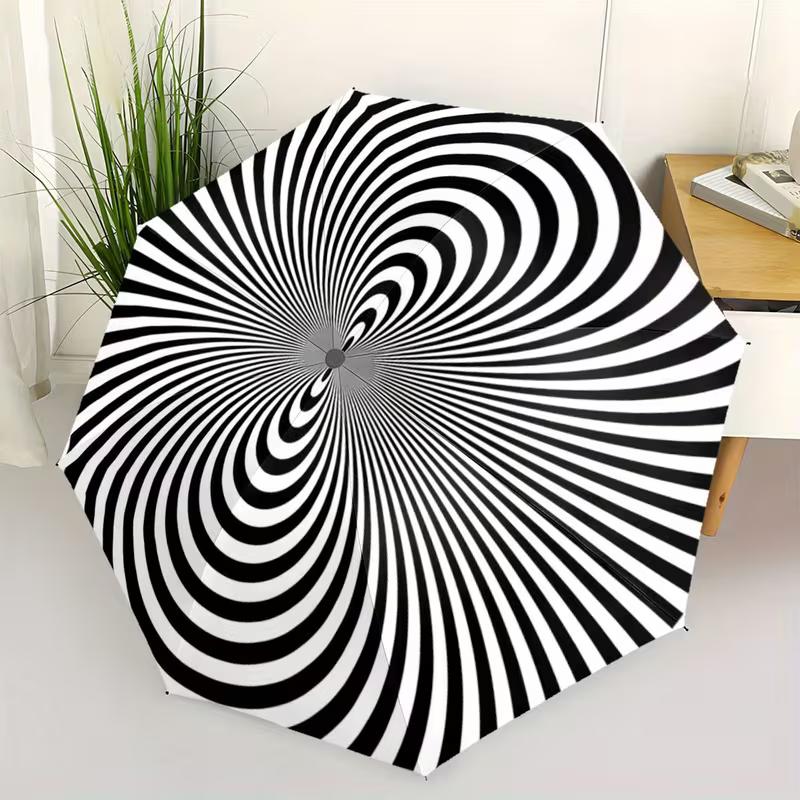 

Automatic Open/Close Umbrella with Spiral Pattern - Compact Folding Umbrella, Windproof 8-rib Sturdy Frame, Portable Travel Um