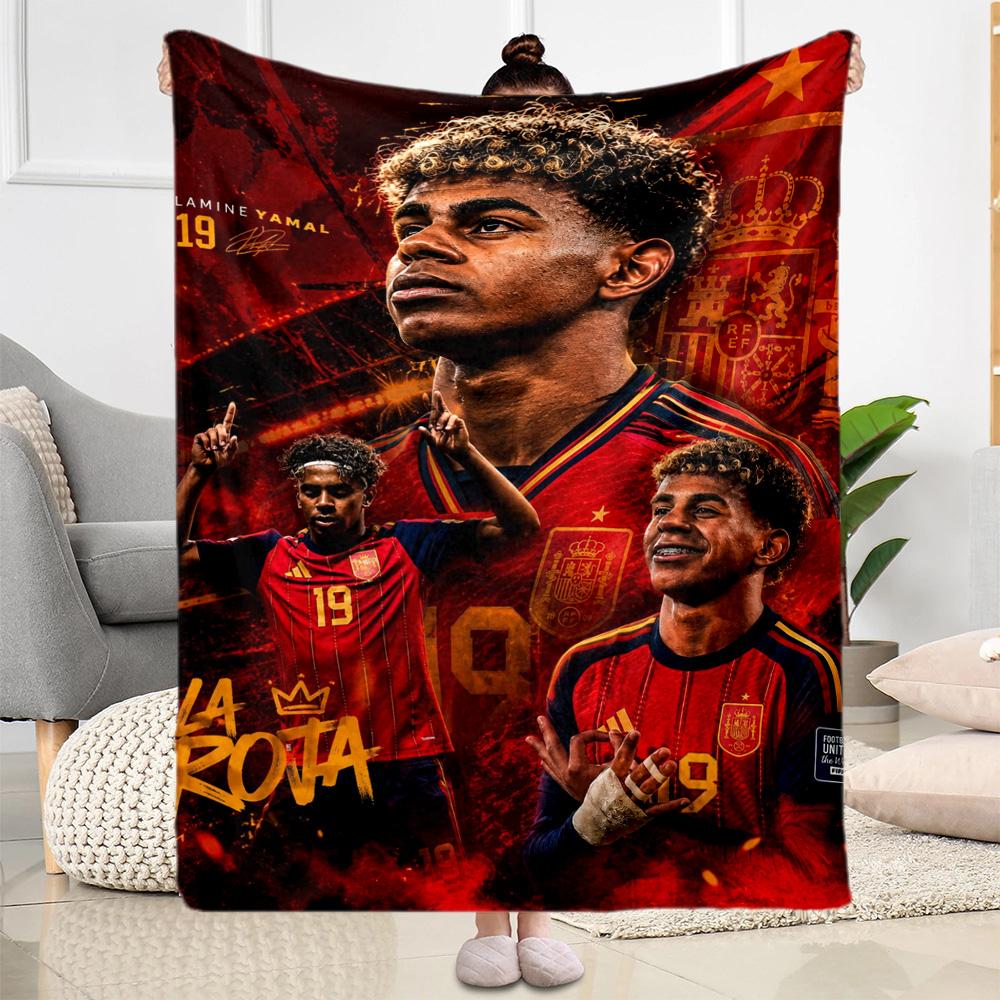 Lamine Yamal's Spanien Fußballstars Decke Bequem Perfekt für Sofa Bett Couch für Alle Anlässe Modern Ideales Geschenk Für Geburtstag Valentinstag