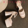 Fashion High Heel Pumps 2025 Fashion Point Toe Platform Women's Shoes Straps Sexy Pump Latest Buckle Casual Pumps Female Chunky Shoes