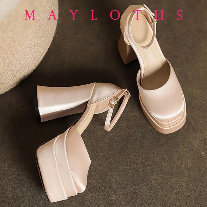 Fashion High Heel Pumps 2025 Fashion Point Toe Platform Women's Shoes Straps Sexy Pump Latest Buckle Casual Pumps Female Chunky Shoes