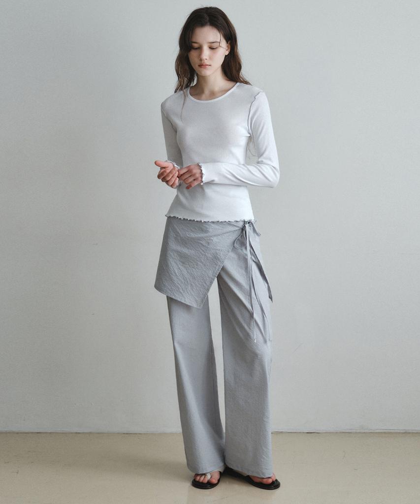 Wednesday Oasis For Woman Striped Wrap Skirt Pants_Grayish Blue(W26Pt08)