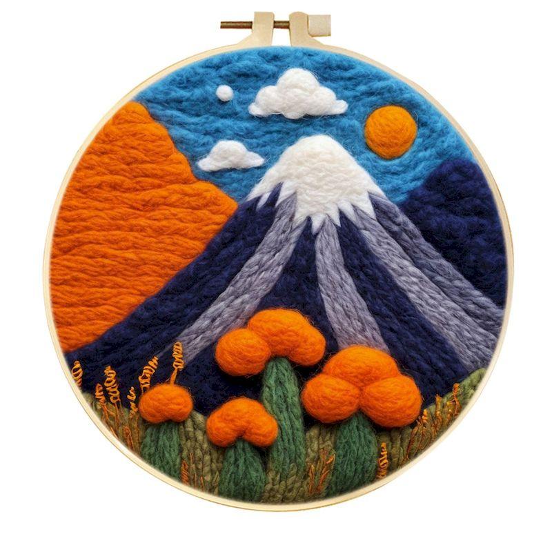 CHENISTORY DIY Wool Needle Felting Kit Creative Felt Landscape Picture Creative Felting Painting Handmade For Beginners Set