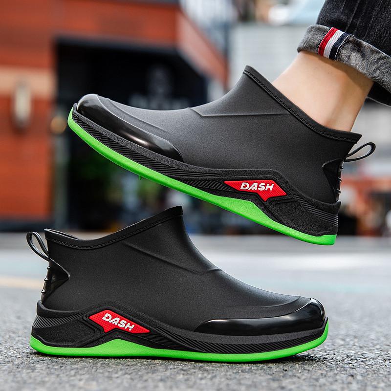Koreanische Version Regenschuhe Herren Kurzschaft Mode Outdoor Wasserdichte Schuhe Autowäsche Angeln Gummistiefel Rutschfest Leicht Überschuhe Ausländisch t