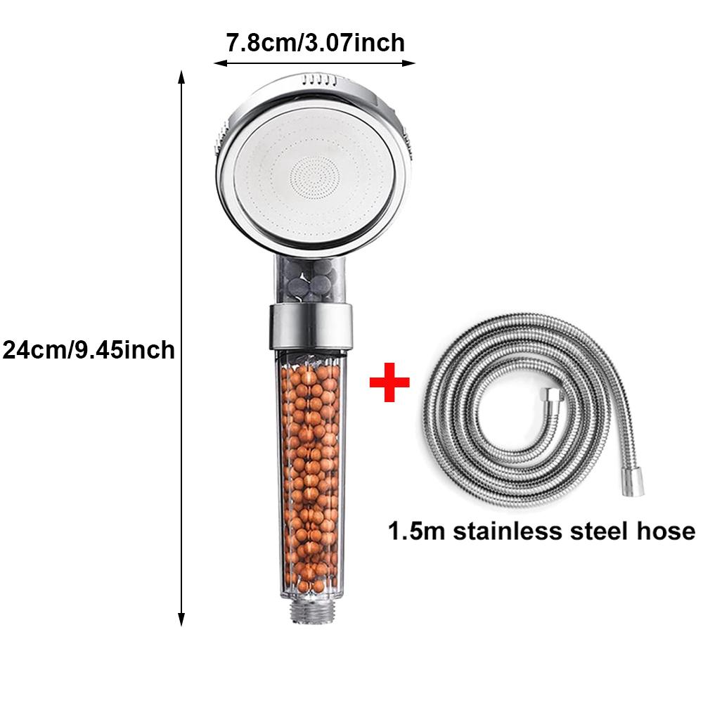 1-3Pcs Filtered Shower Head Bathroom ABS High Pressure Water Saving Spray Handheld Clear Showerheads with Filter Beads