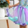 Abito Coda di Sirena Europeo & Americano con Copricapo - Tuta Elegante in Rete per Bambina con Fodera Interna