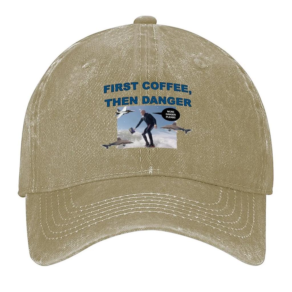 Surfing Coffee and Danger Baseball Cap birthday sun hat funny hat Designer Hat Women Hats Unisexs