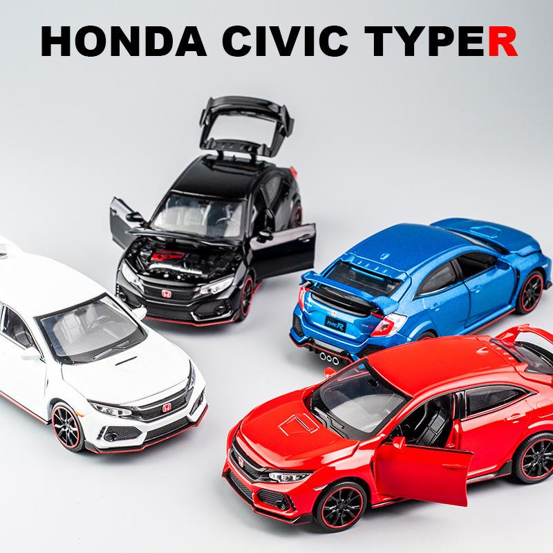 1/32 HONDA CIVIC TYPE-R Diecasts & Toy Vehicles Metal Car Model Sound Light Collection Car Toys for Children Christmas Gift