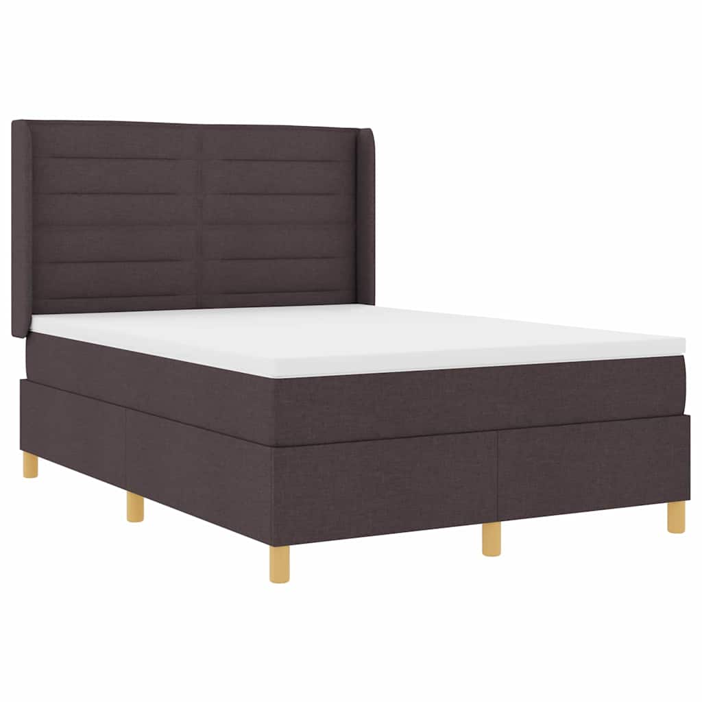 Box Spring Bed with Mattress Dark Brown 140 X 200 Cm Fabric