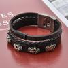 Accessories New Button Leather Jewelry Retro Stainless Steel Skull Braided Cowhide Bracelet Men