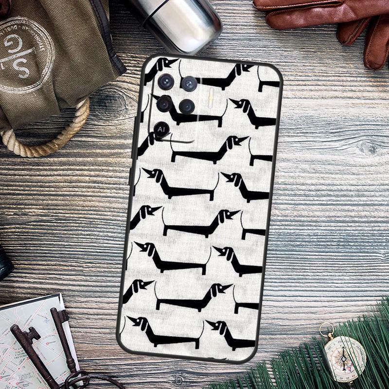 Cute Dachshund Sausage Dog Case For OPPO A78 A98 A58 A15 A17 A77 A5 A9 A53 A96 A76 A16 A54 A74 A94 A52 A72 A79 A57S