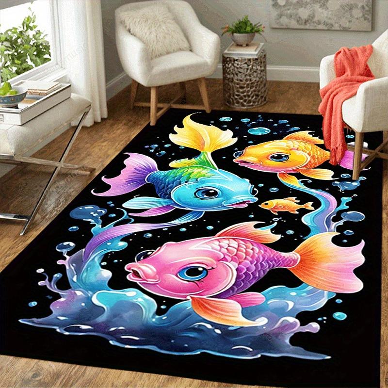 1pc Cute goldfish Design Area Rug - Soft, Anti-Slip, and Durable Gaming Room Decor for Bedroom