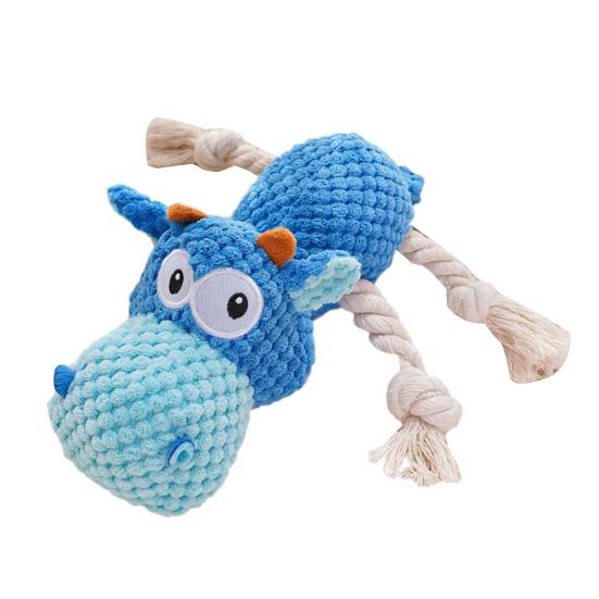 Plush Dog Toy for Aggressive Chewers Interactive Squeaky Chew Toy Soft Stuffed Animal with Cotton Rope Legs for Teething Puppies Small Medium Large