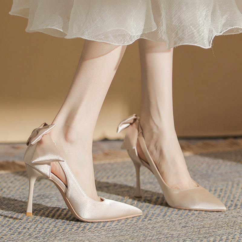 

Gentle pointed solid color high heels women s spring and autumn new design temperament hollow stiletto shoes 35 шампанского