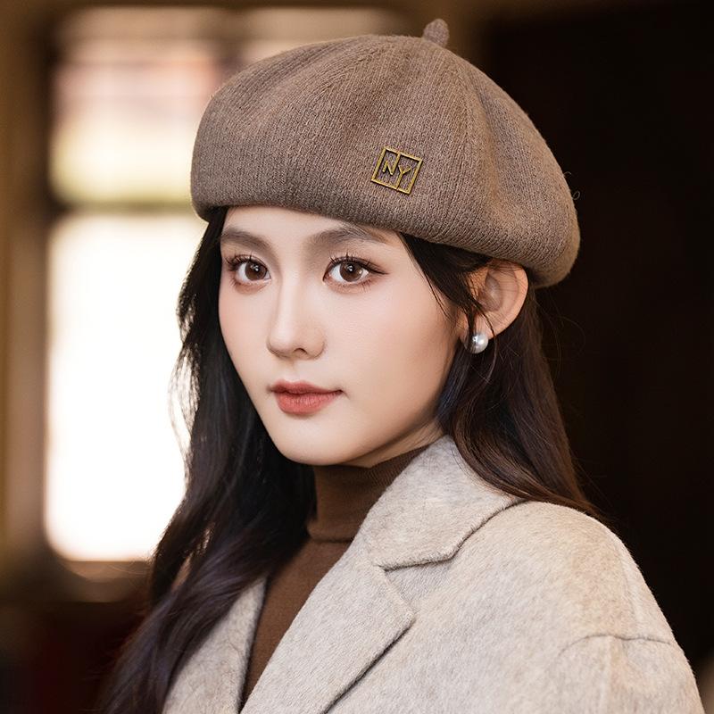 

Autumn and Winter Casual Versatile Beret Korean Fashion Retro Big Head Octagonal Hat Windproof British Style Painter Hat One Size