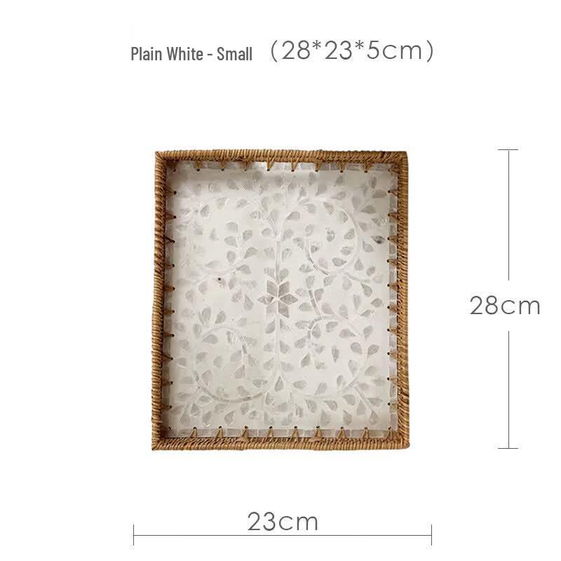 

Ins Style Handwoven Rattan-Look Shell Serving Tray