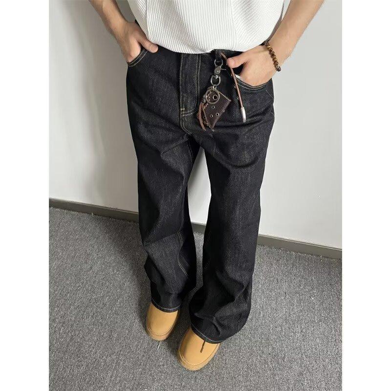 Retro Street Design Daily Casual Straight Jeans Men's Spring New Loose Versatile Wide Leg Pants