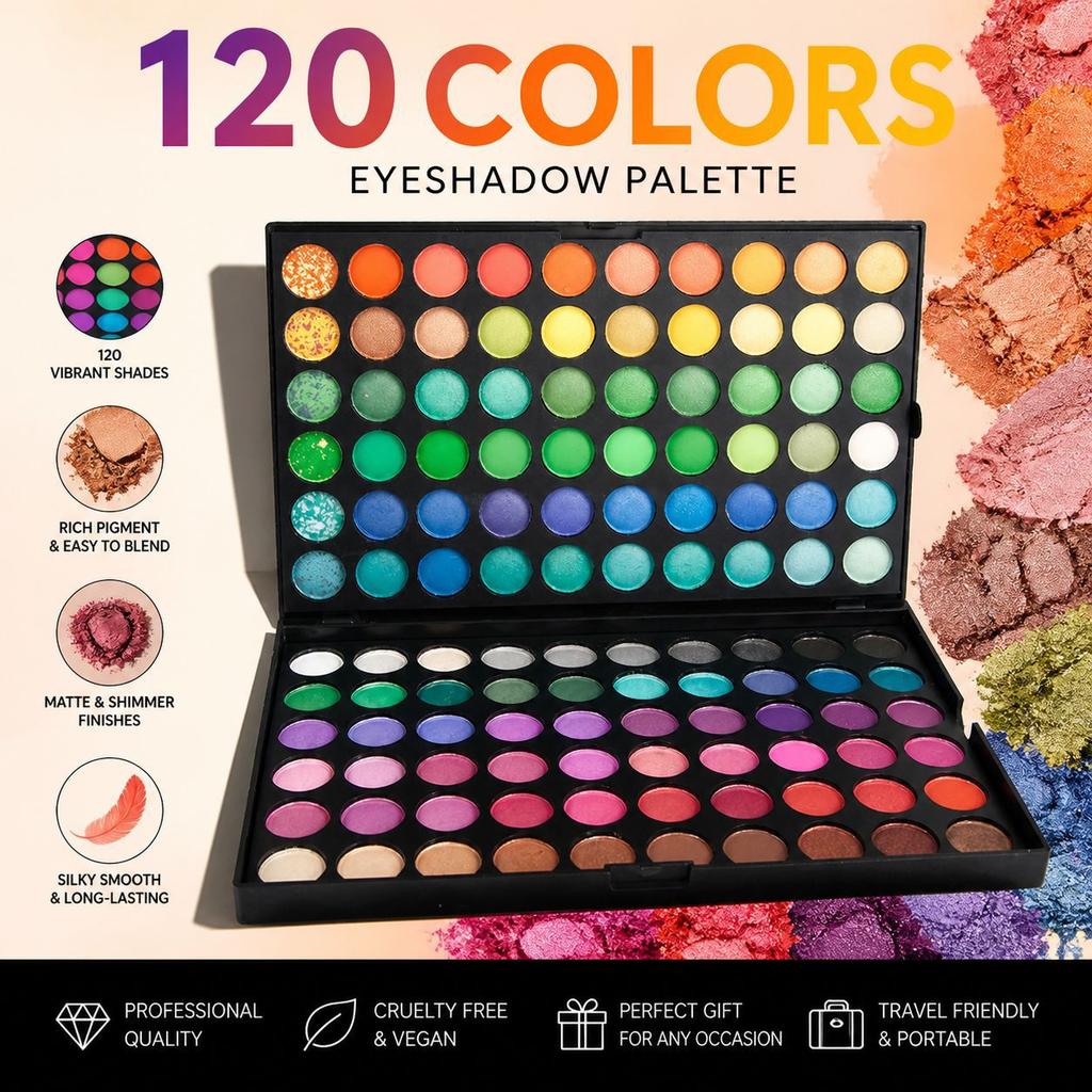 120 Color Makeup Palette Professional Nude Eyeshadow Kit Waterproof Matte Shimmer Glitter Eyeshadow Palette