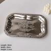 New Stainless Steel Floral Dining Tray Rectangular French Vintage Refreshment Pallet Cake Plate Restaurant Commercial Storage
