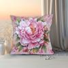 Elegant Pink Peony Floral Throw Pillow Cover, Soft Watercolor Style Peony Print Decorative Cushion For Living Room Sofa Couch
