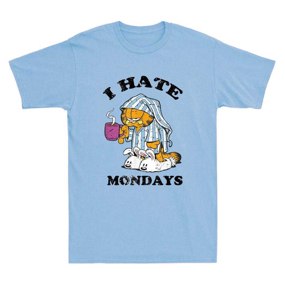 Cat, I Hate Mondays Funny Cat With Coffee Cartoon Meme Novelty Men s T-Shirt Tee S