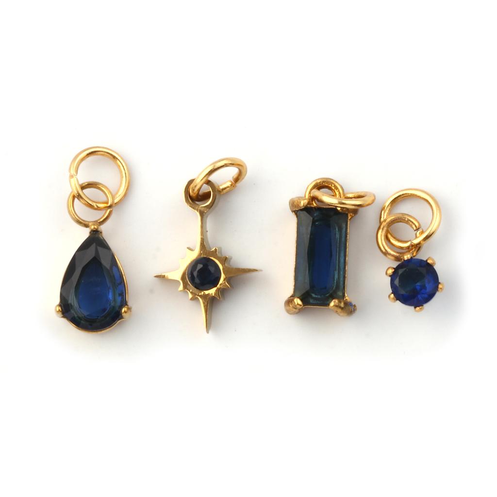 1 Set 304 Stainless Steel Cubic Zirconia Birthstone CharmsGold Plated Mini Pendants for DIY Necklace Jewelry 12x7mm - 9x3.5mm